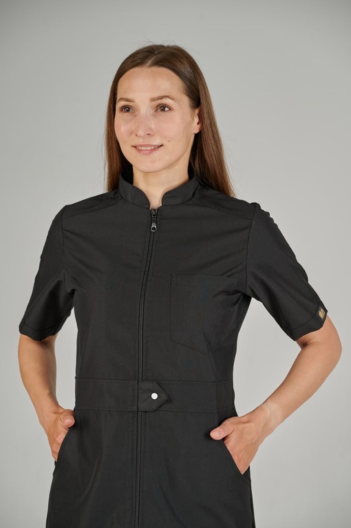Костюм Lycra удлиненный на молнии кор/рук  Черный (Siyah) XXS